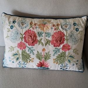 Embroidered throw pillow